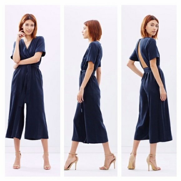 Finders Keepers Blue Rewind Culotte Jumpsuit - Picture 2 of 8